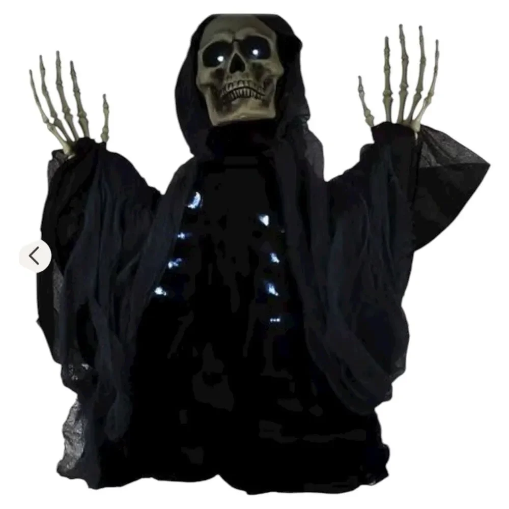 Happy Halloween Skeleton Head with Light Sound 6ft Hanging Decoration